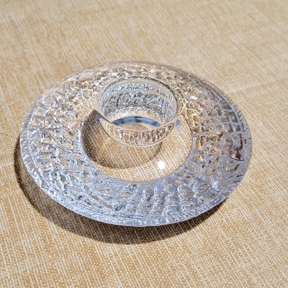 Orrefors Lars Hellsten Design Crystal Discus Votive Candle Holde
